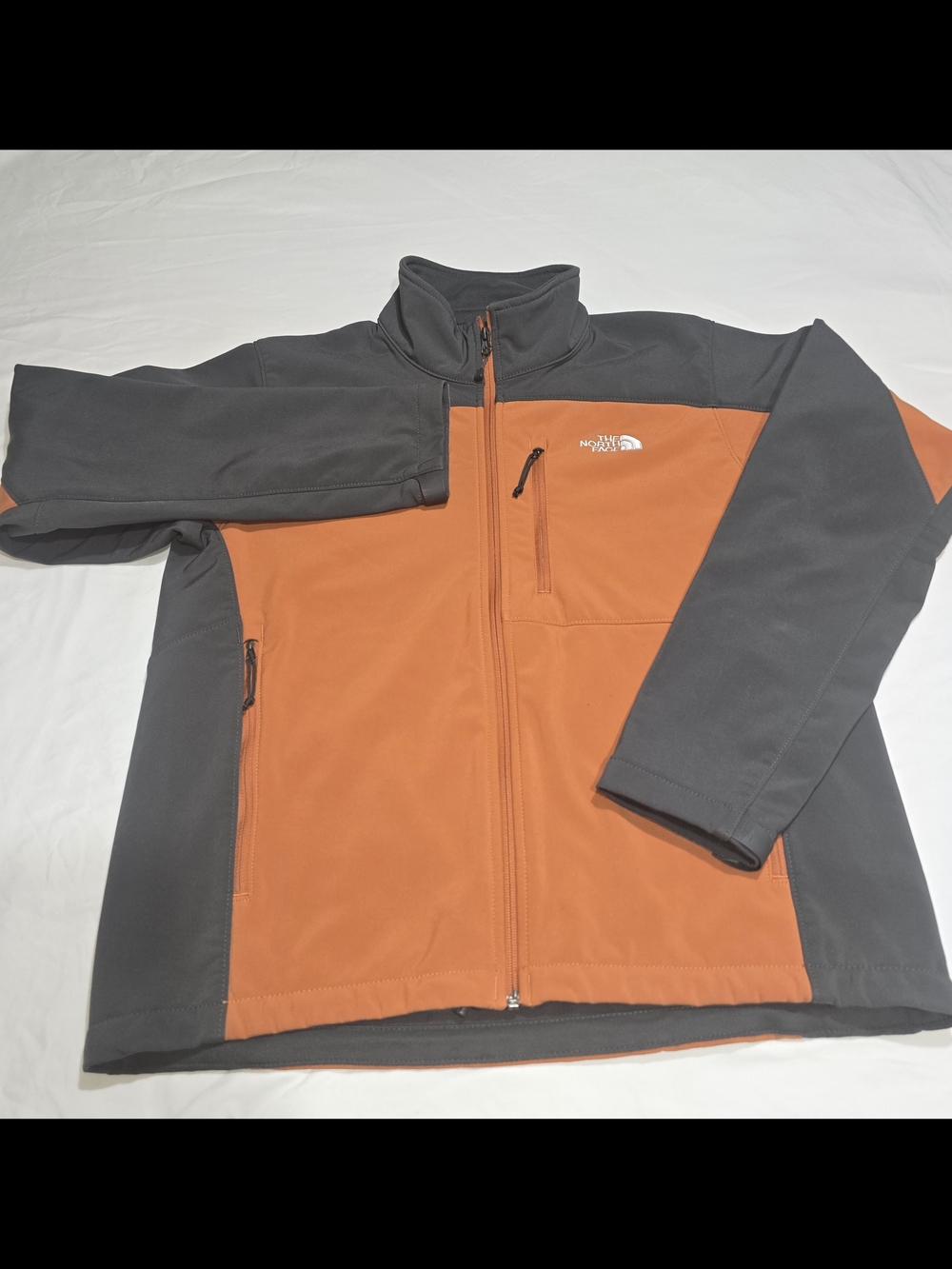 The North Face Apex Bionic Jacket Mens M Orange Gray Softshell Full Zip TNF
